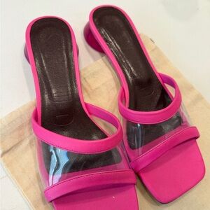 STAUD Pink and Clear Women's Sandals